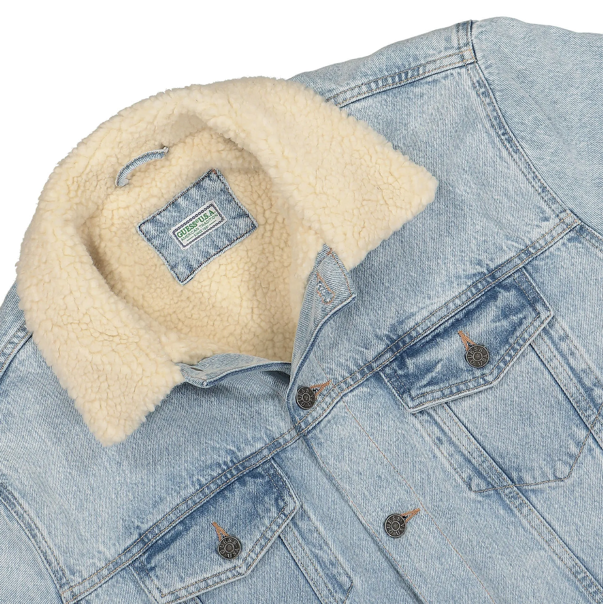 Store Blue Denim Sherpa Jacket Jackets & Coats