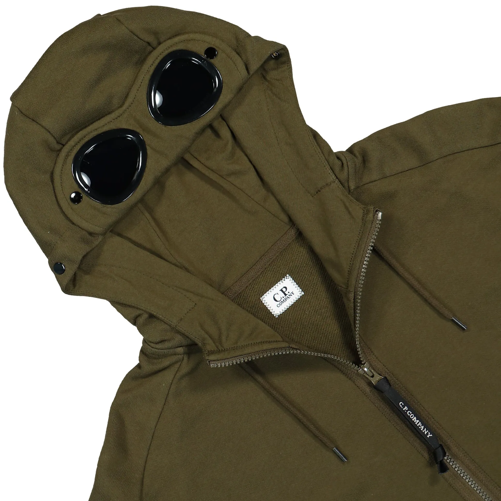 Hot Diagonal Raised Fleece Goggle Zipped Hooded Sweatshirt Sweatshirts & Hoodies