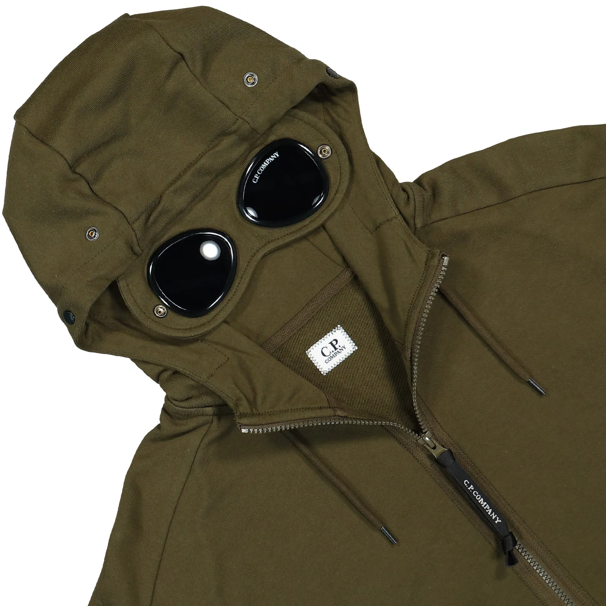 Hot Diagonal Raised Fleece Goggle Zipped Hooded Sweatshirt Sweatshirts & Hoodies