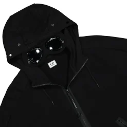 Shop Diagonal Raised Fleece Goggle Zipped Hoodie Sweatshirts & Hoodies