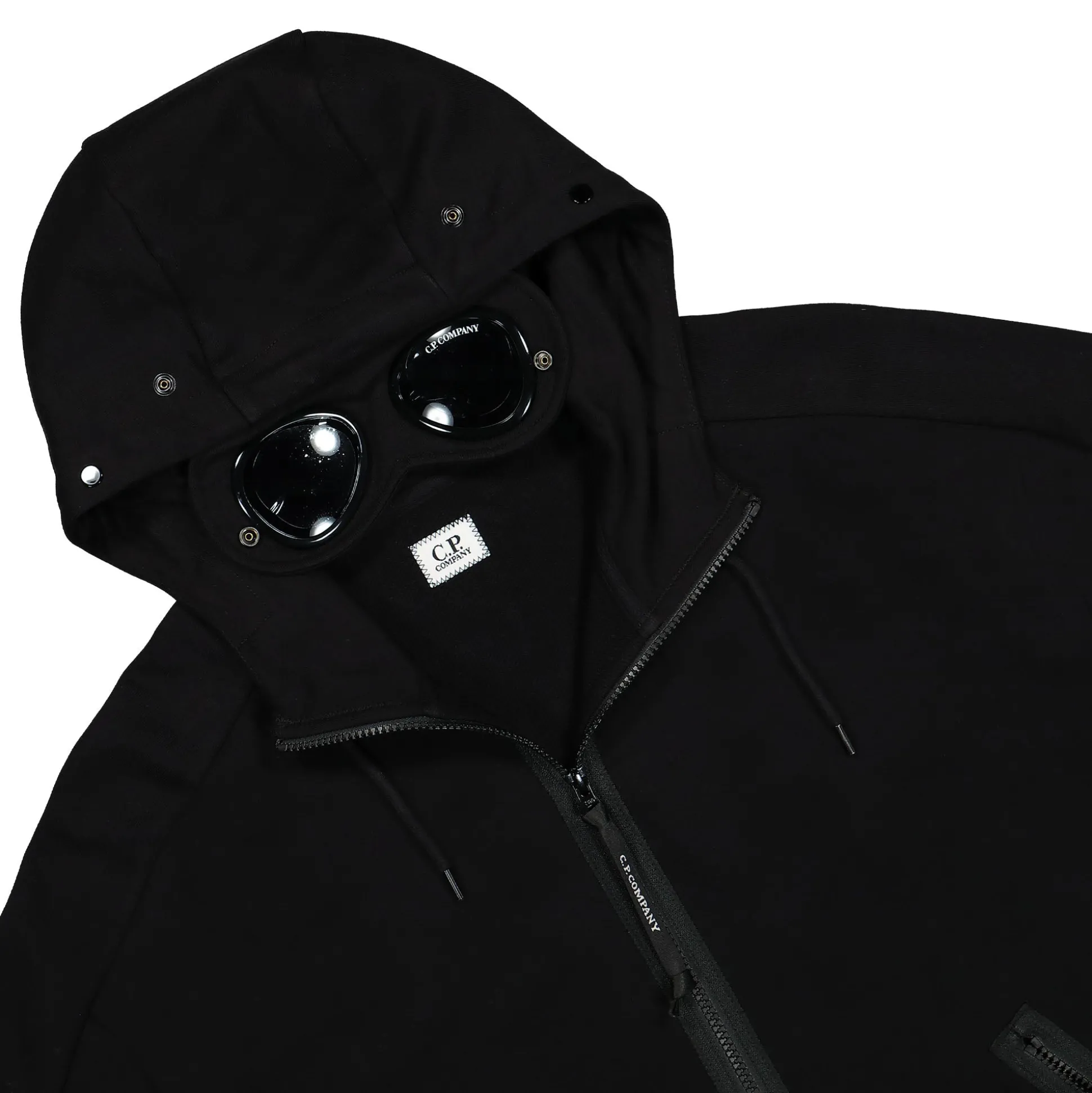 Shop Diagonal Raised Fleece Goggle Zipped Hoodie Sweatshirts & Hoodies