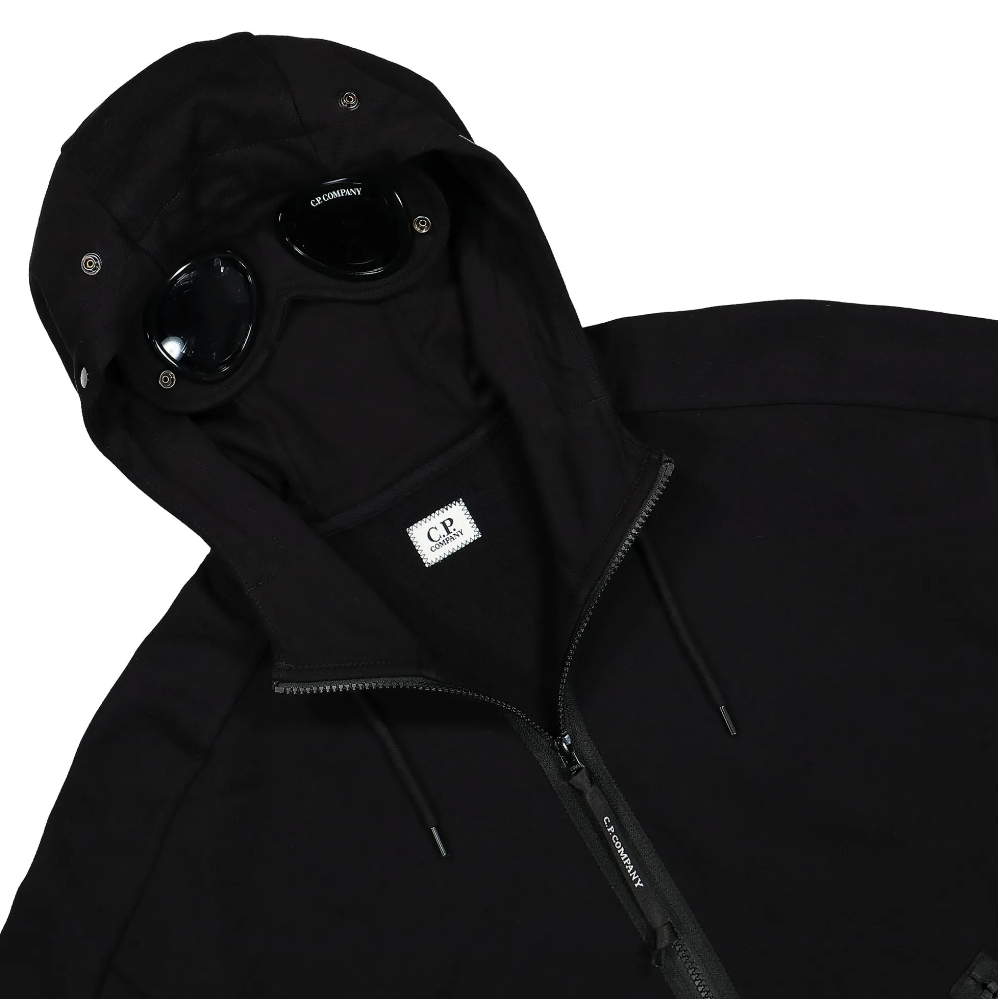 Shop Diagonal Raised Fleece Goggle Zipped Hoodie Sweatshirts & Hoodies