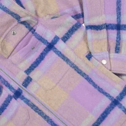 Cheap Folklore Plaid Work Jacket Jackets & Coats
