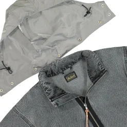 Discount Nylon Hooded Denim Jacket Jackets & Coats