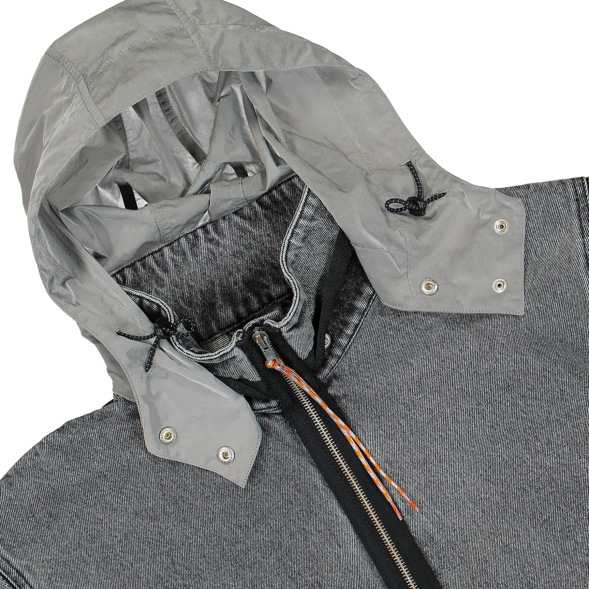 Discount Nylon Hooded Denim Jacket Jackets & Coats