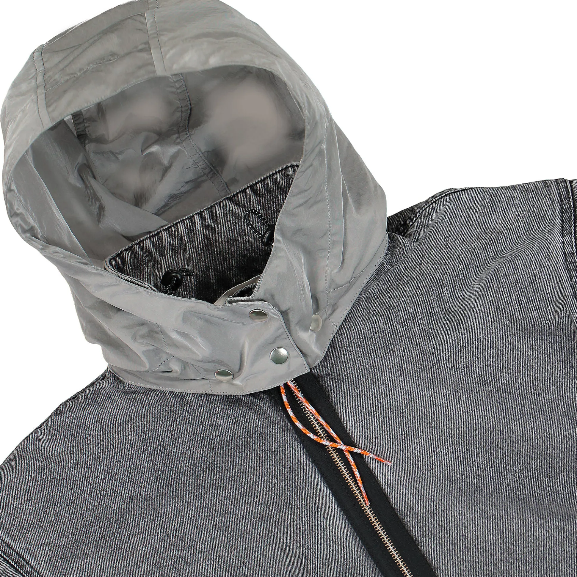 Discount Nylon Hooded Denim Jacket Jackets & Coats