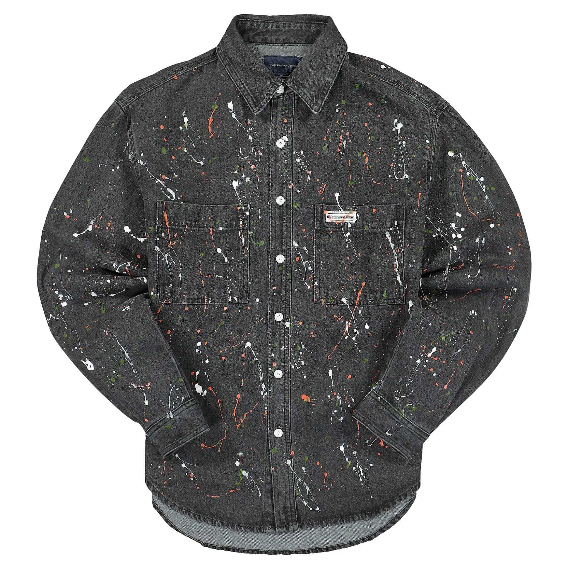 Fashion Paint Splatter Denim Shirt Shirts
