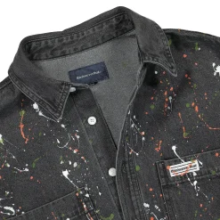 Fashion Paint Splatter Denim Shirt Shirts