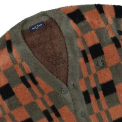 Discount Textured Chequerboard Cardigan Sweatshirts & Hoodies